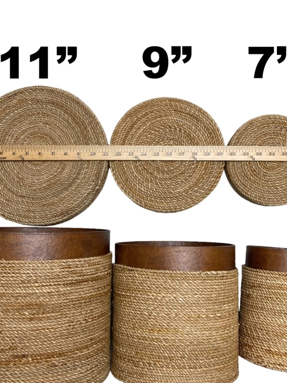 Vintage Nesting Boxes Set of 3 Brown Jute Rope Rustic Primitive Storage Any Room